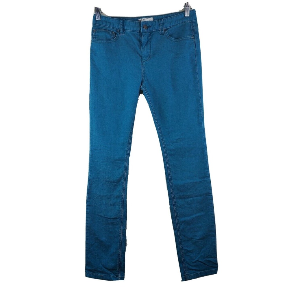 FREE PEOPLE Women's Size 27 Turquoise Blue Jeans Straight Leg Mid Rise